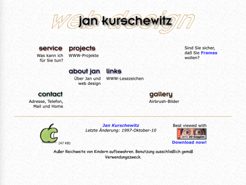Homepage von Jan Kurschewitz 1997