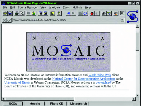Screenshot des Mosaic Browsers 1997