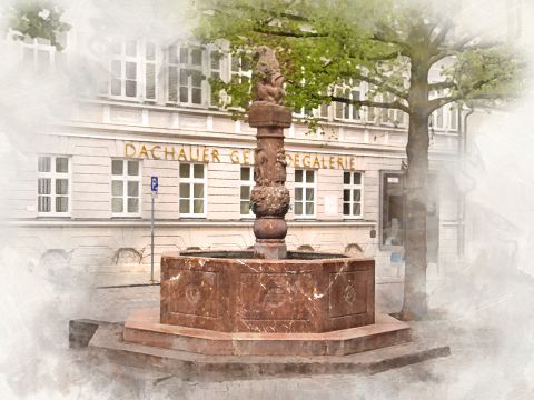 Der Taschner-Brunnen auf dem Rathausplatz