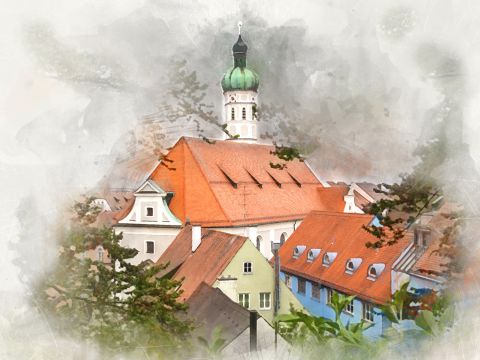 Blick vom Schlossberg auf die Stadtpfarrkirche