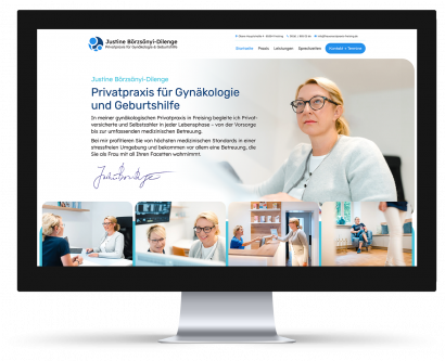 Website der Gynpraxis Dilenge Freising auf iMac