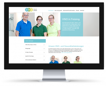 HNO Praxis Ziss Startseite auf einem iMac