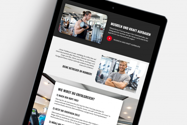 Website auf iPad Fitnessstudio Number1 Freising
