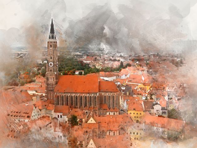 Webdesign für Landshut Silhouette Landshuts mit Martinskirche