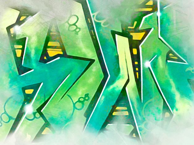 Graffiti aus grünen Buchstaben