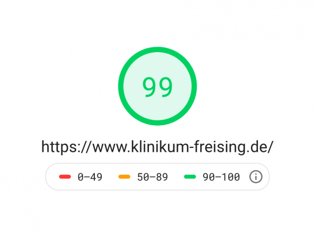 Page-Speed für die Website des Krankenhaus Freising