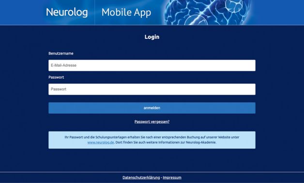 Loginbereich der Neurolog-App