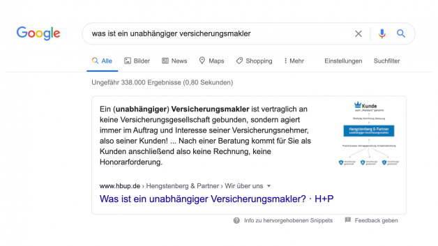 Screenshot der Google-Suchergebnisse