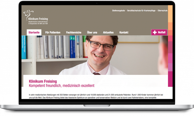 Homepage des Klinikums auf Notebook