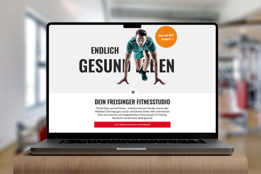 Laptop mit Screendesign eines Gyms