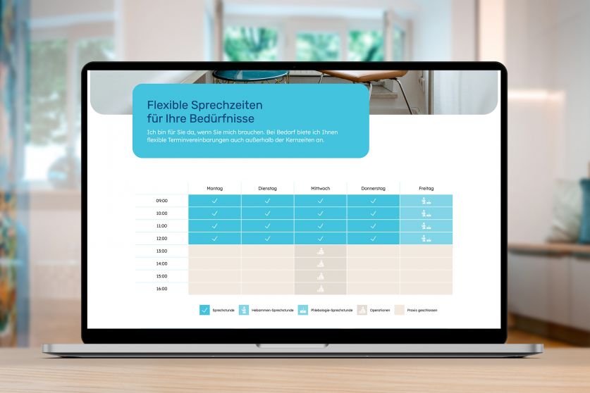 Bildschirm mit Sprechzeitenscript