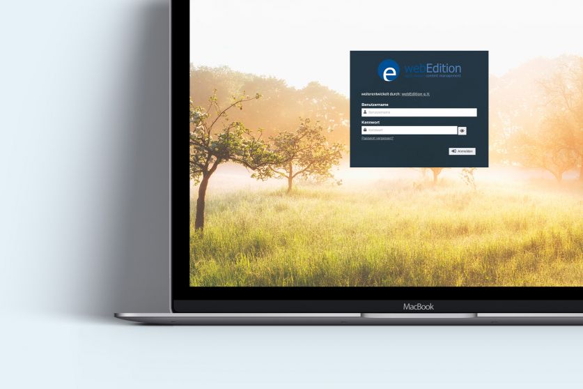 Webedition Login Screen am MacBook