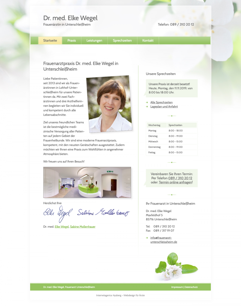 Screenshot Homepage Praxis Dr. Wegel