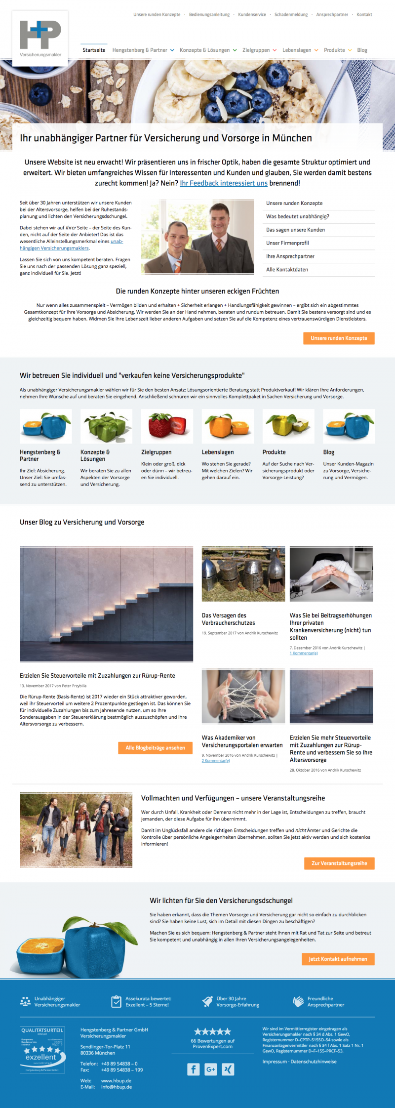 Screenshot Homepage Hengstenberg und Partner