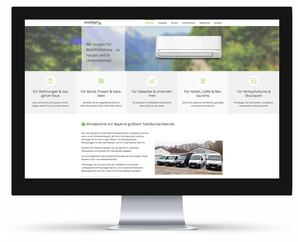 Homepage Reichhart Klimasysteme auf IMac