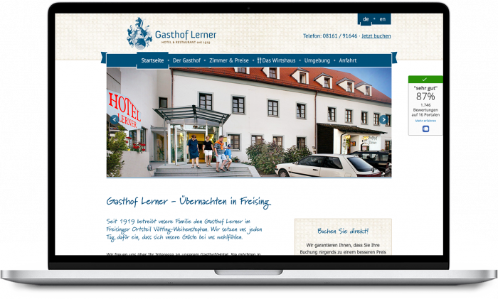 Homepage Gasthof Lerner auf Macbook