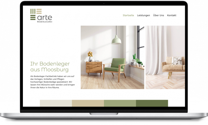 Homepage arte Bodenlegerei auf Macbook