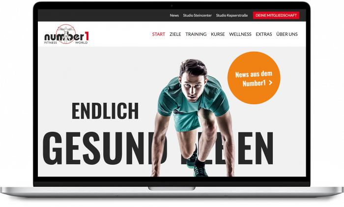 Number1-Website auf Laptop
