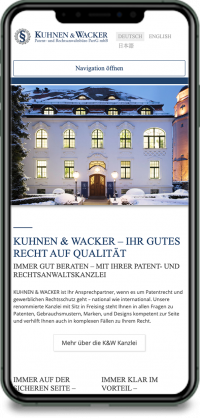 Homepage Kuhnen & Wacker auf IPhone