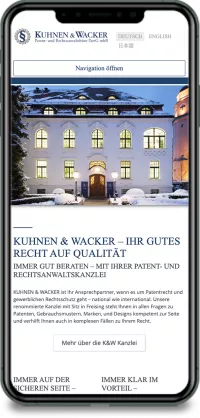 Homepage Kuhnen & Wacker auf IPhone