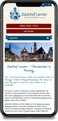 Homepage Gasthof Lerner auf iPhone