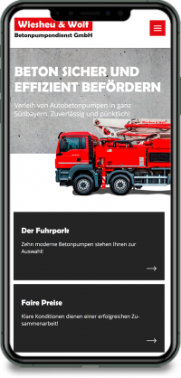 Screenshot der W&W-Website auf Smartphone