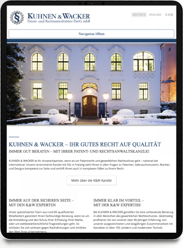 Homepage Kuhnen & Wacker auf IPad