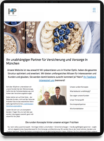 Homepage Hengstenberg und Partner auf IPad