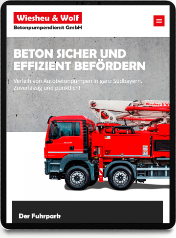 Screenshot der W&W-Website auf Tablet-PC