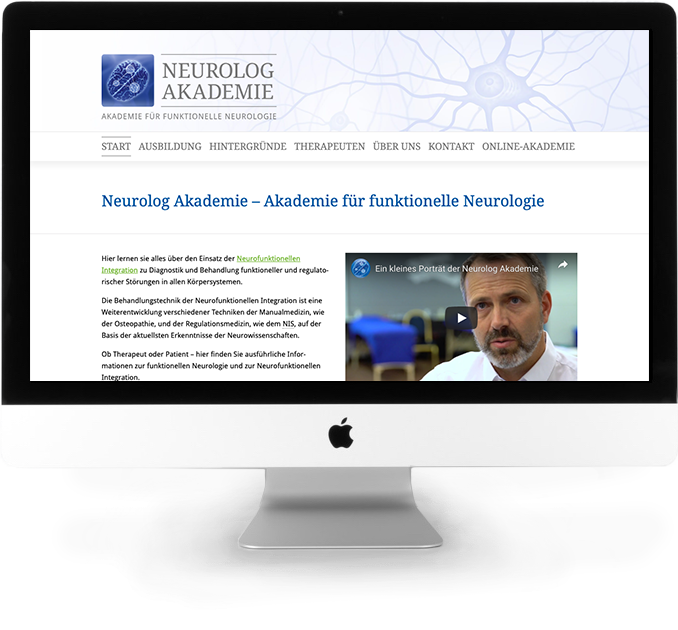 Monitor mit Screenshot der Neurolog-Akademie